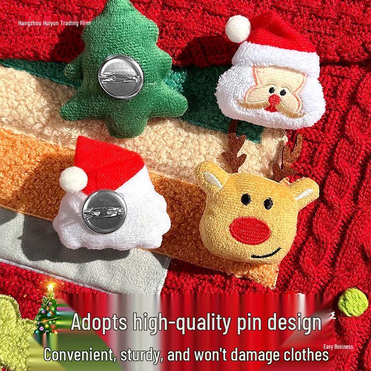 Women’s Cute Christmas Plush Doll Brooch - Festive Pin for Sweaters, Scarves, or Bags