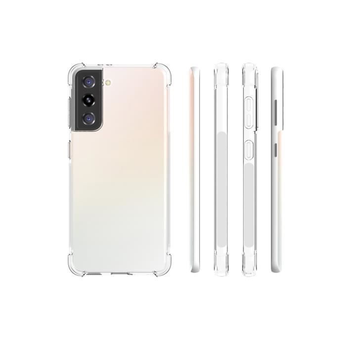 MMlife Pour Samsung Galaxy S21 Coque et Verre Trempé [2 pièces] Transparente Souple TPU Anti-Choc Cas
