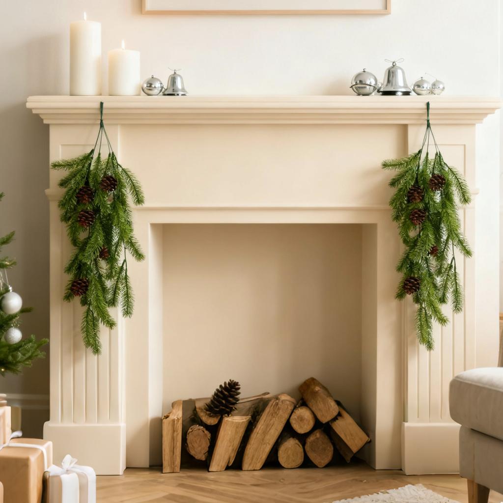 Weihnachts-Tropfen-Girlande, Künstliche Nadeln Norfolk Tropfenkranz, Künstliche Girlande Tropfen-Türschmuck für Haustür, Heim-Wandbehang-Dekor