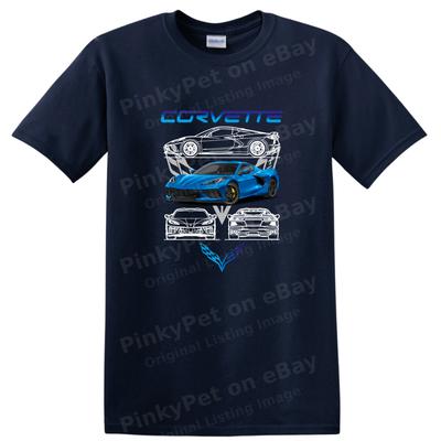 Corvette C8 Sportwagen T-Shirt Grafikdesign Auto Liebhaber Cooles T-Shirt