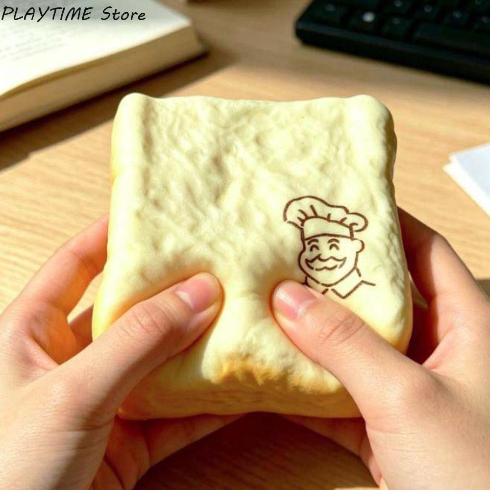 Moist Thick Simulated Bread Toast Squeeze Slow Rising Soft Texture Grandpa Toast Squishy Toy Foam Pinch Sensory Fidget Toy