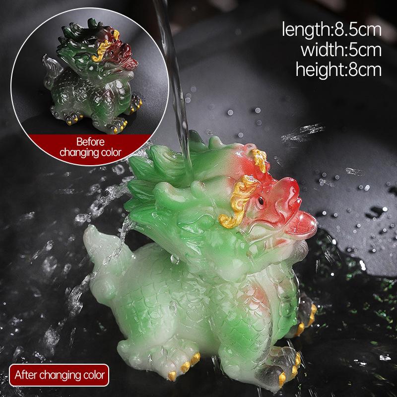 1Pc Chinese Resin Discolored Tea Pet Lucky Cute Golden Toad Ornaments Desktop Handmade Crafts Home Tea Set Decoration Gifts