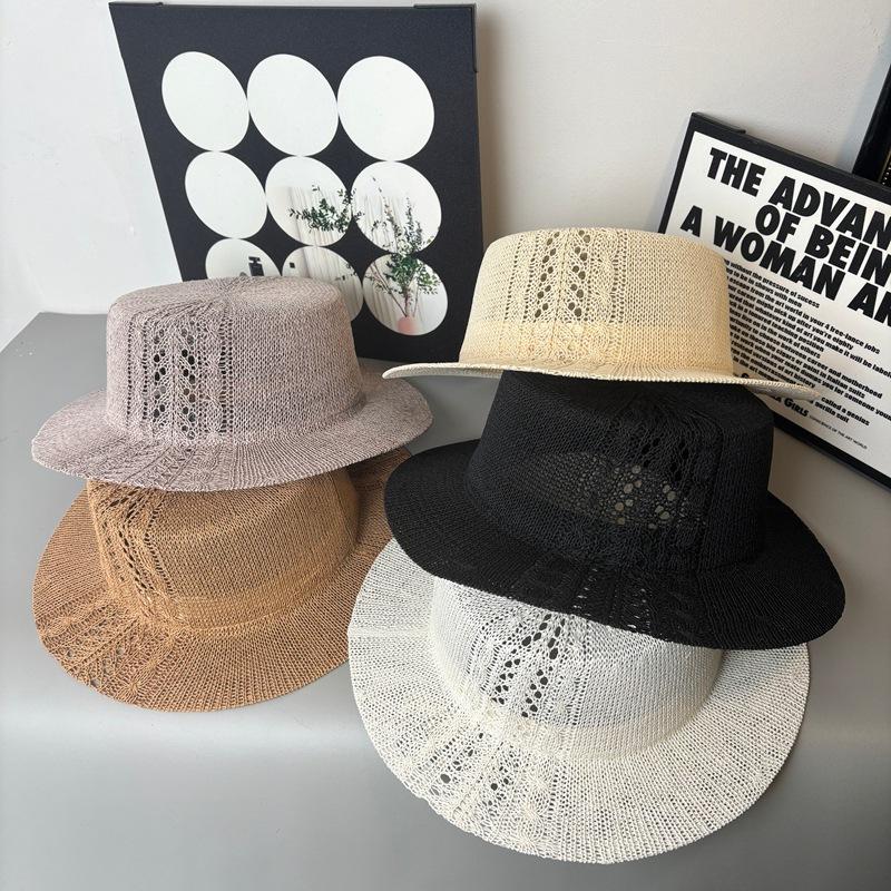 Children's Japanese Hollowed out Hat Fashionable Warm Flat Knitted Temperament Solid Color Top Hat