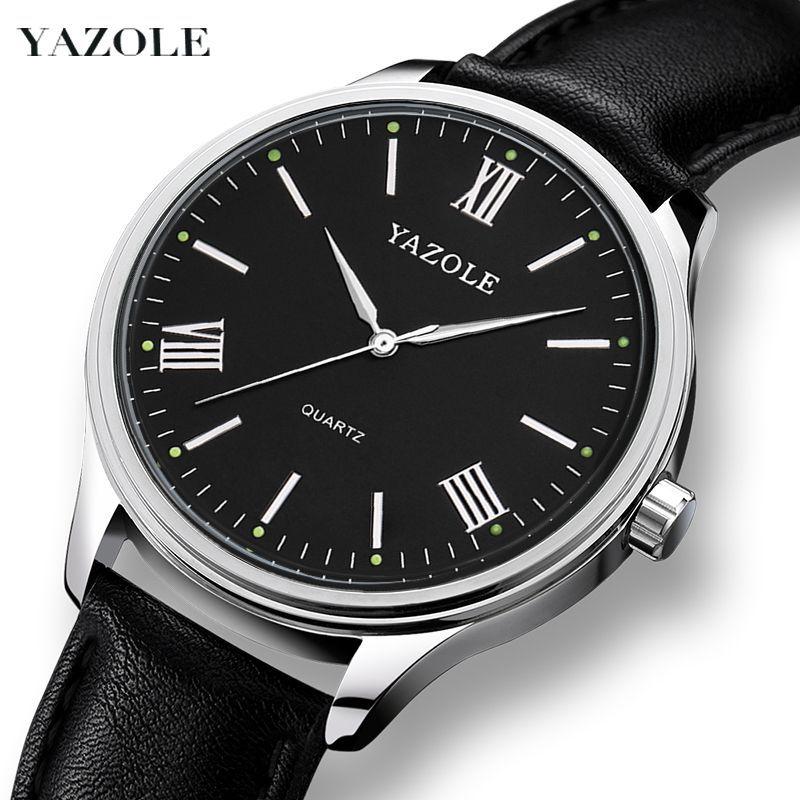 

YAZOLE модные мужские часы деловые повседневные водонепроницаемые кварцевые часы с ремешком мужские часы мужские часы