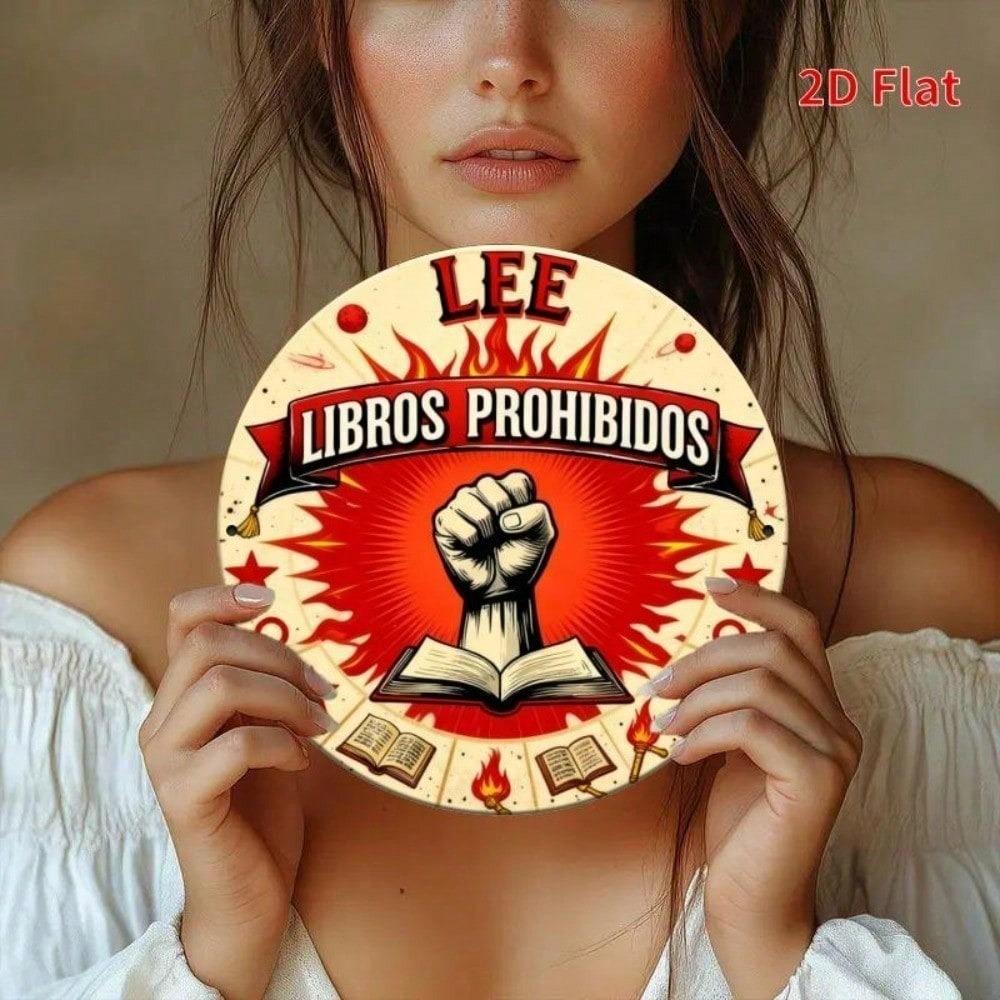 Vintage No Books Allowed Round Metal Sign Boho Wall Decor Funny Library Office Gift
