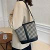 Vintage Houndstooth Shoulder Handbags Luxury Brand Designer Women's Bag Small Bucket Crossbody Bag Travel Shopper Armpit Purse