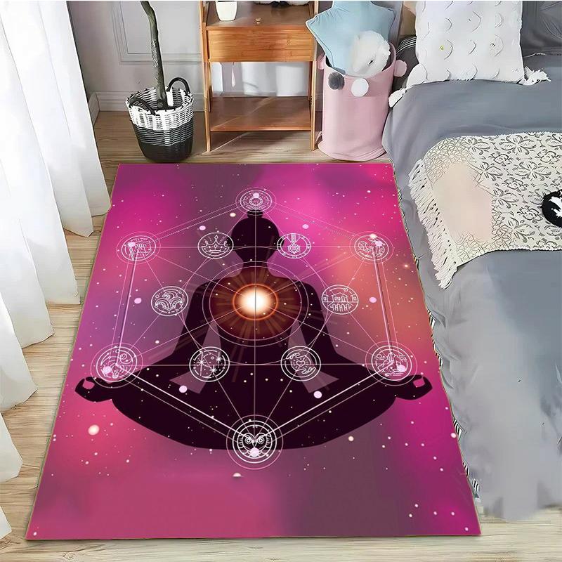 Rainbow 7 Chakra Mandala Bohemia Area Rug,Carpet Rug for Living Room Bedroom Sofa Doormat Decor,Yoga Soft Non-slip Floor Rugs