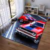Red Classic Muscle Cars with Black Racing Stripes on Asphalt Road Modern Design Suitable for use as an anti-slip1 for1room and bedroom sofas