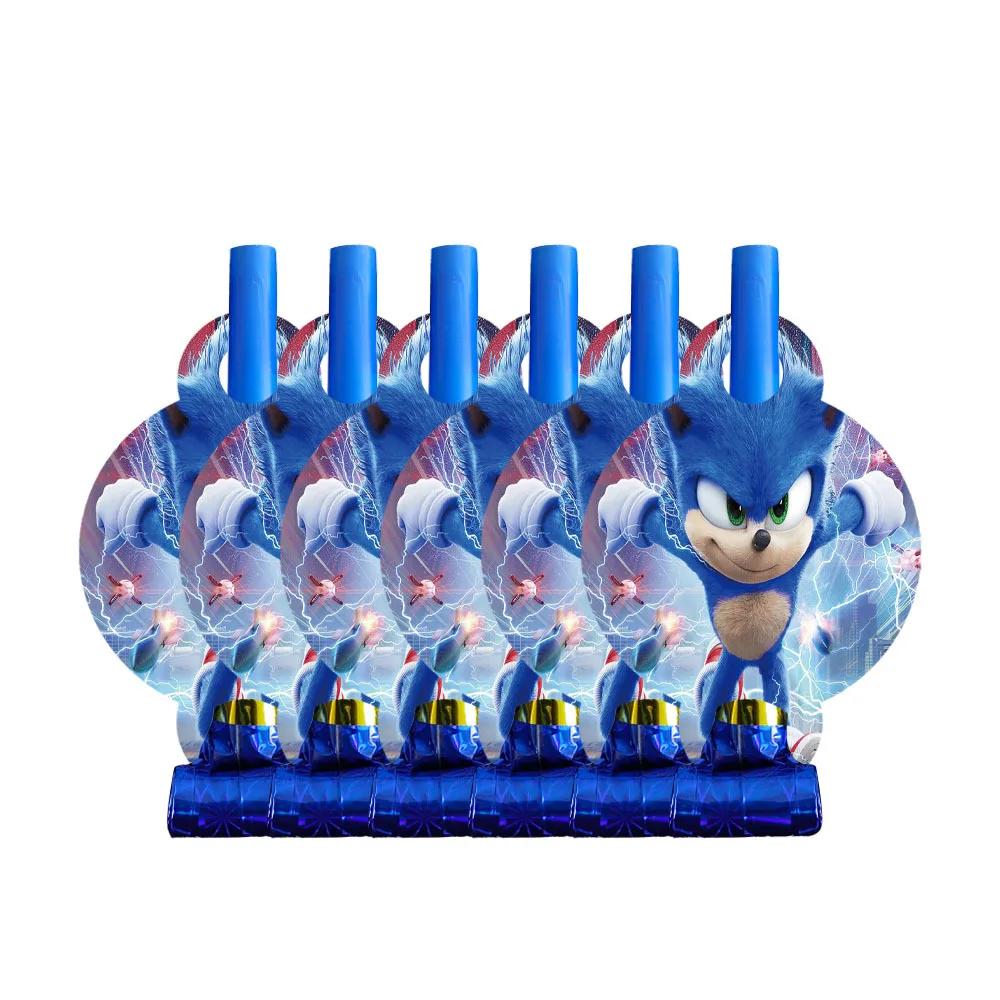 New Sonic Birthday Party Decoration Hedgehog Action Figure Party Paper Plate Knife Fork Paper Towel Cup Tablecloth Toy Kid Gifts