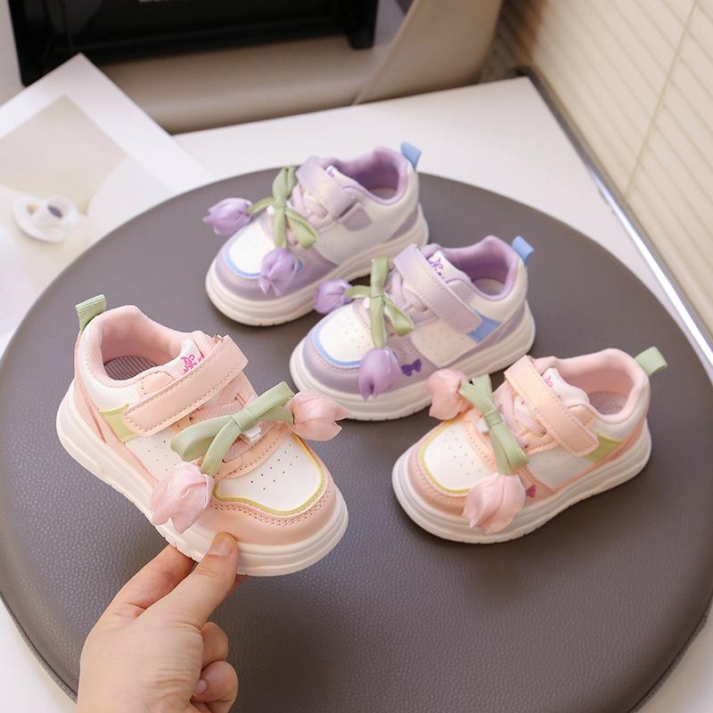 Girls' Sports Shoes 2025 New Autumn Children's Soft-soled Toddler Shoes Children's Leather Shoes Little Girls Running Shoes Tide