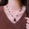 French Tiger's Eye Gourd Pendant Beaded Necklace - Melanin Light Luxury Niche Design Sweater Chain