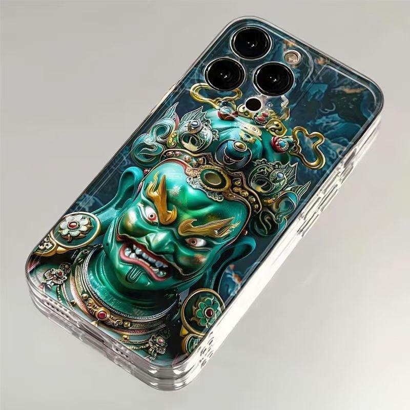 AH Guochao God of Wealth applies to Apple 15 mobile phone case 12promax transparent iPhone8Plus silicone 11/13/7