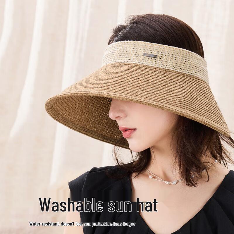 JIUMU Women's Roll-Up Wide-Brim Sun Visor Hat