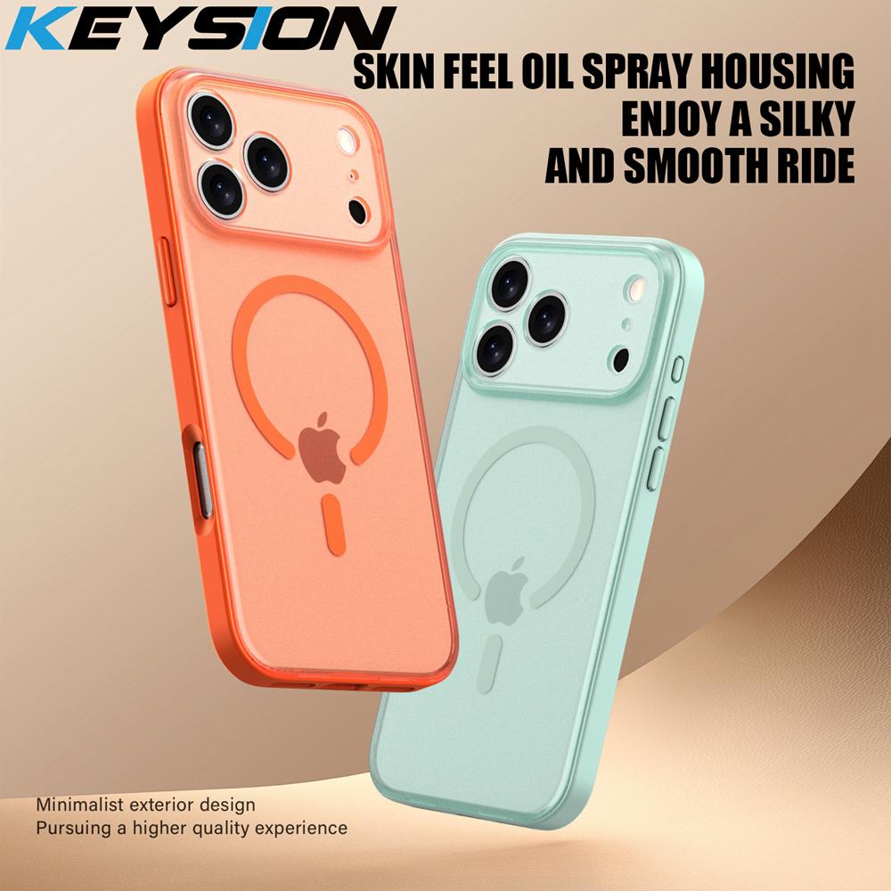 KEYSION Magnetic Matte Transparent Case for MagSafe for iPhone 17 Pro Max Silicone+PC Shockproof Wireless Charging Phone Cover