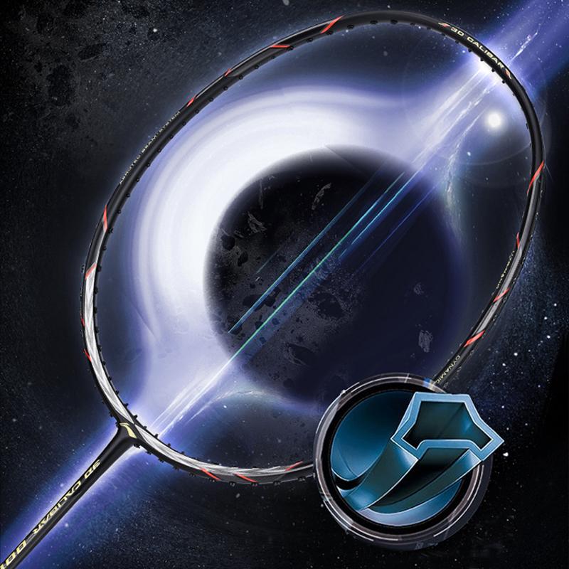 LiNing 3D CALIBAR Collection Badmintonové rakety Typ rychlosti Zvýšená rychlost švihu Pokročilá úroveň 670 mm Jedna raketa Černá AYPP012-1