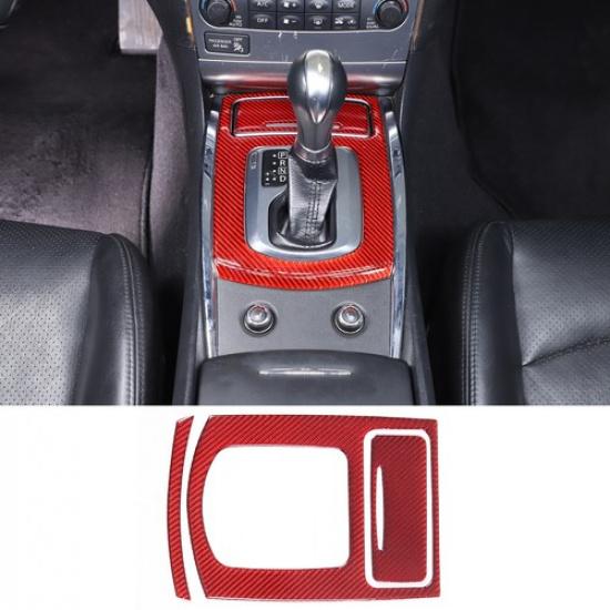 Red Carbon Fiber Console Gear Shift Panel Cover Trim For Infiniti G37 2007-2013