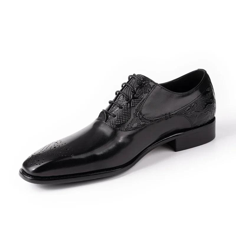 Fashion Handmade Business Wedding Formal Shoes Cowhide Pointed Lace-up Men's Shoes Comfortable Office Oxford Shoes Fashion Leather Shoe