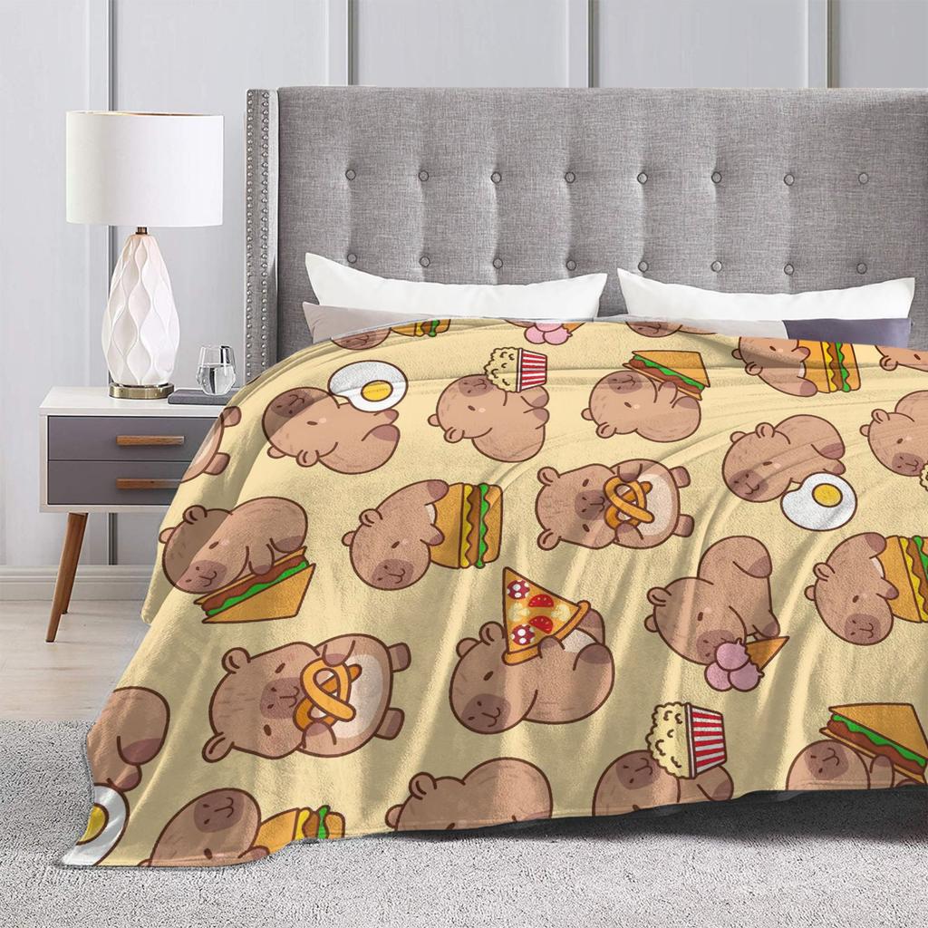 Super Soft Blanket Child Picnic Capybara Throw Blanket Flannel Bedspread For Outdoor Funny Sofa Bed Cover