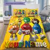 Custom Name M&M's Celebration Bedding,Quilt Set Quilt Cover Pillowcase Home Birthday Gift (1 * Duvet Cover + 2 * Pillowcase, Without Core)
