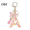 Compact Keychain Pink Series Pendant, Sequins Heart Initial Letter Charm Key Chain with Versatile Butterfly Tassel Design, A-Z Holder for Bag