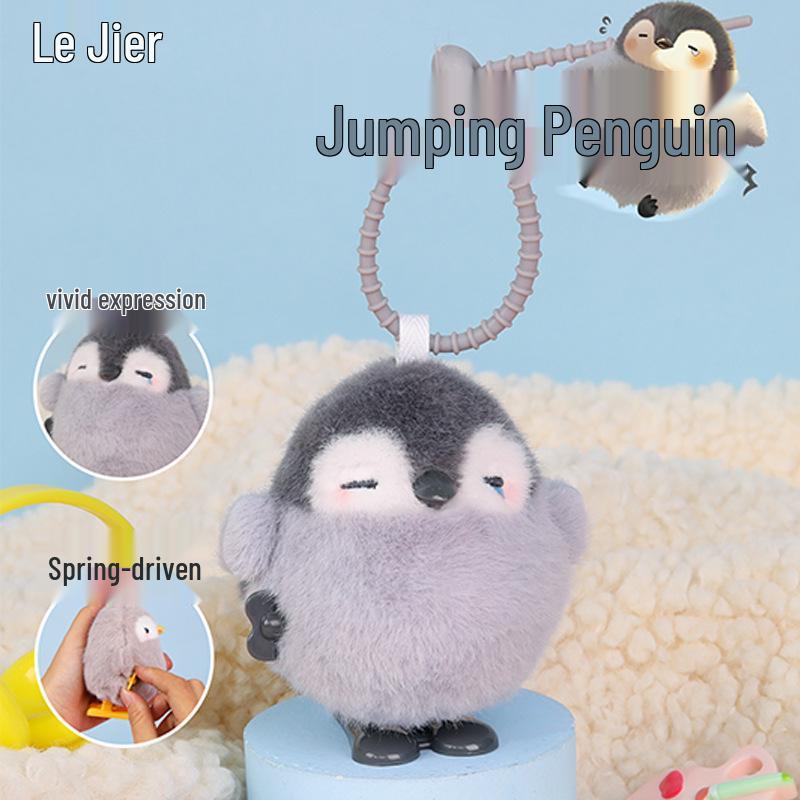 Jumping Penguin Wind-up Toy Plush Doll - Interactive Children s Companion Goose Simulation