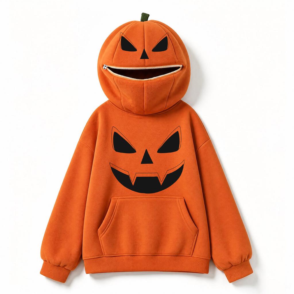 Unisex Kids Halloween Pumpkin Print Hoodie Sweatshirt Retro Top
