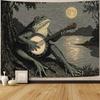 Leeisysme Funny Frog Tapestry, Boho Vintage Wall Hanging with Playing Banjo, Aesthetic Meme Decor for Bedroom Dorm Living Room, 36x48 Inches