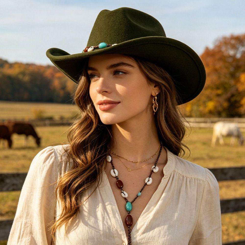 Roll Up Brim Cowboy Hat Wide Brim Wide Brim Hat Cool Cropped Jazz Hat for Women & Men