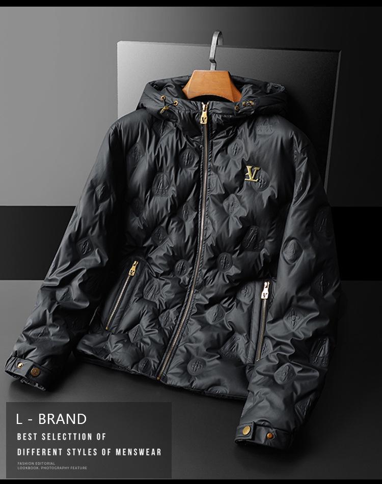 Luksusowa męska kurtka puchowa z kapturem - Europejska wysokiej klasy 90 biały puch kaczy zimowy płaszcz