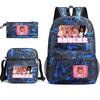 Grote schooltas met schouderband; studenten etui set van drie delen
