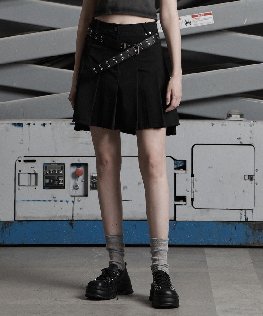 Jenyujeu Swifts Asymmetrical Pleated Skirt - Black