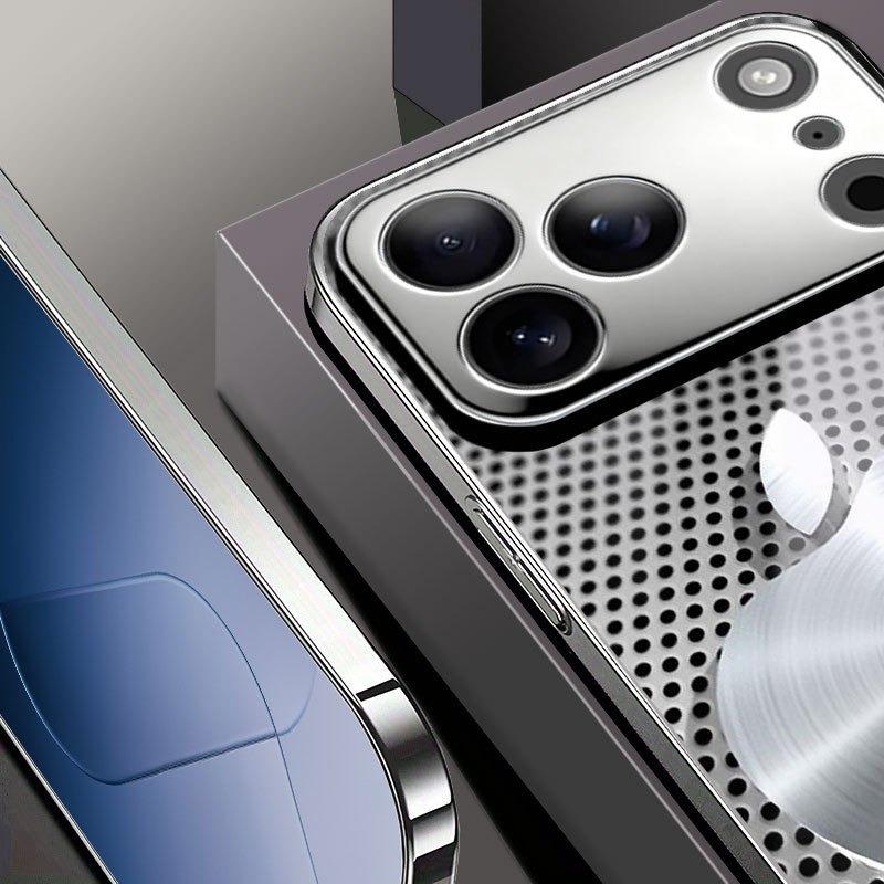 Metal Mesh For Apple Texture Pattern Glass Electroplated Phone Case For iPhone 17 16 15 14 13 12 11 Pro Max Plus 16E 17Air Cover