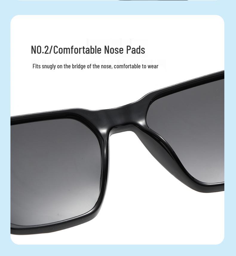 2025 Square Frame Polarized Photochromic Sunglasses for Outdoor Driving and Fishing with Spring Temples
