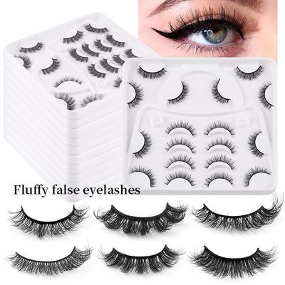 Chemiefaser Explosive Falsche Wimpern 9 Paar Handtaschenbodenstütze Gekräuselte Kurze Wimpern