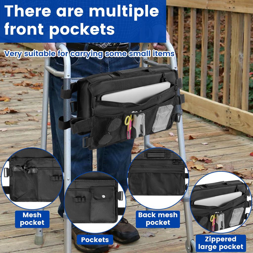 Duża Torba Organizer na Rollator Składany Koszyk Wiszący z Regulowanym Zapięciem Tkanina Oxford Pod Siedzenie Saszetka na Rollator