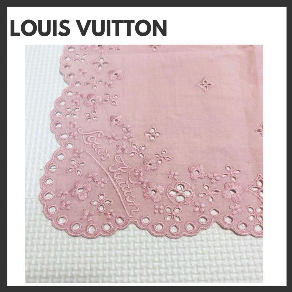 Used LOUIS VUITTON Scarf Cotton Pink With Box