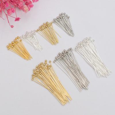 100pcs 14K Gold-Wrapped Color-Preserving Round Head Ball Needle 0.6Mm Thick Diy Handmade Beaded Needle Jewelry Needle Accessories Material