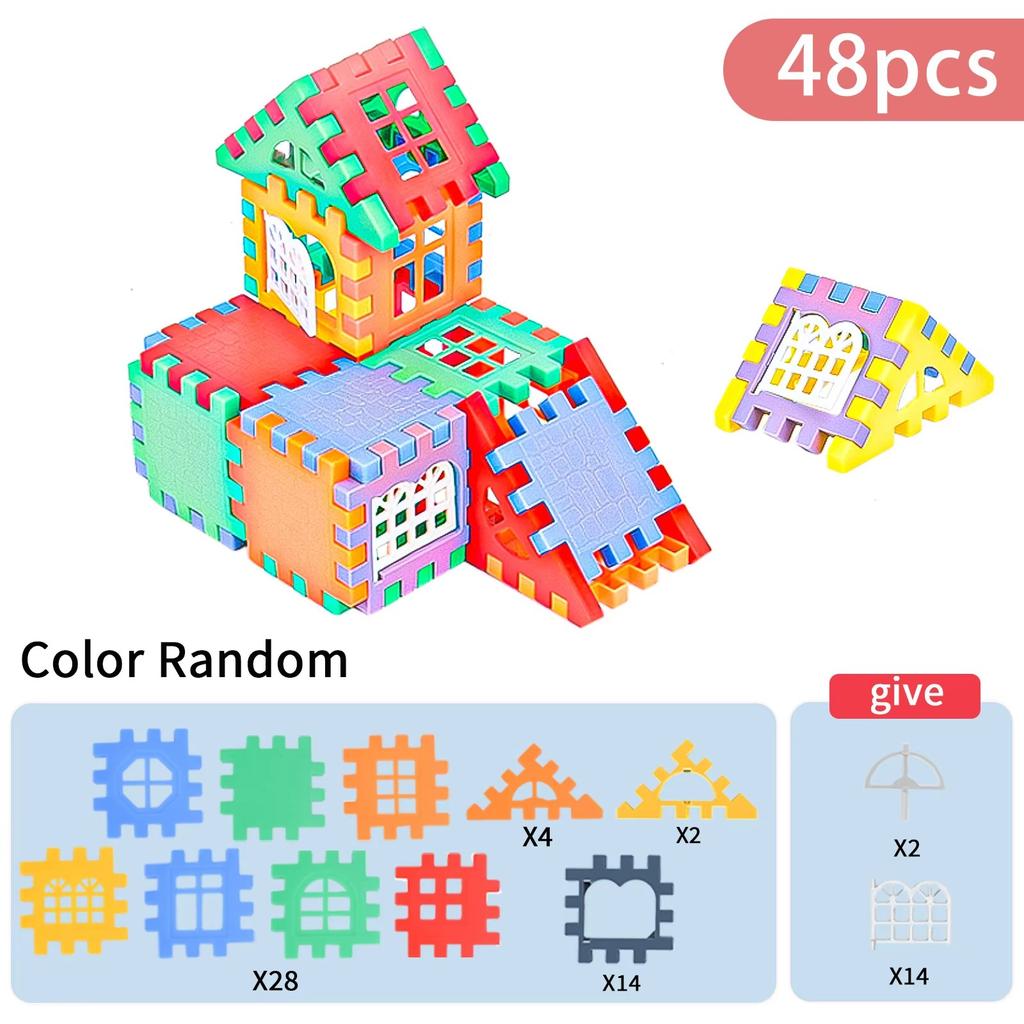 Blocs de construction de maison à grande échelle Simulation de conception de fenêtre, Construction pour maternelle, Création de grande maison pour garçons et filles Bui