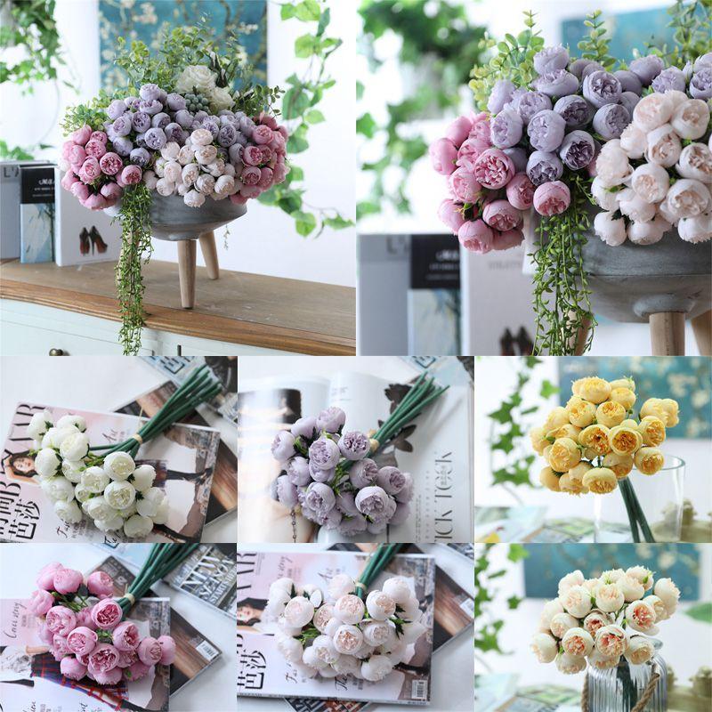 Buy Artificial Flowers Peony Tea Rose Autumn Silk Fake Flowers for DIY ...