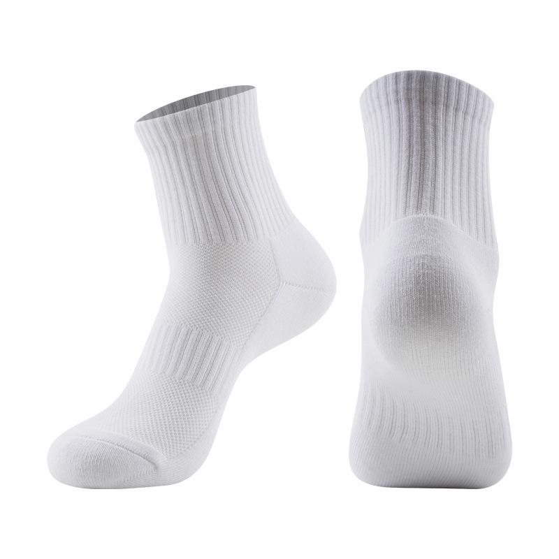 Unisex Breathable Cotton Running Socks - Black & White, Non-Slip Heel, Thickened for Comfort.