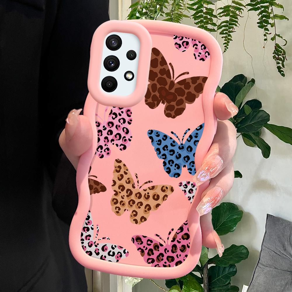 

Окрашенный узор Big Wave Edge Мягкий силиконовый материал Macaron чехол для телефона противоударный защитный резиновый чехол для Samsung Xiaomi Poco Redmi Redmi 14C 5G розовый