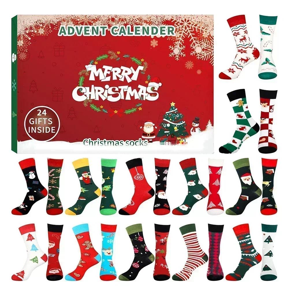 Christmas Sock Advent Calendar Featuring 24 Days of Holiday Countdown and 12 Pairs of Socks for Seasonal Warmth