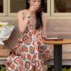 Elegantes französisches Sommerkleid mit Blumenmuster und Spaghettiträgern für Damen