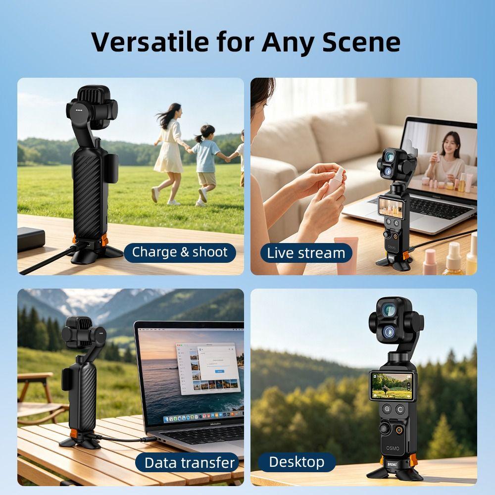 Mini Charging Desktop Tripod Charger Base Stand for DJI Osmo Pocket 4P/4/3 Camera Accessories