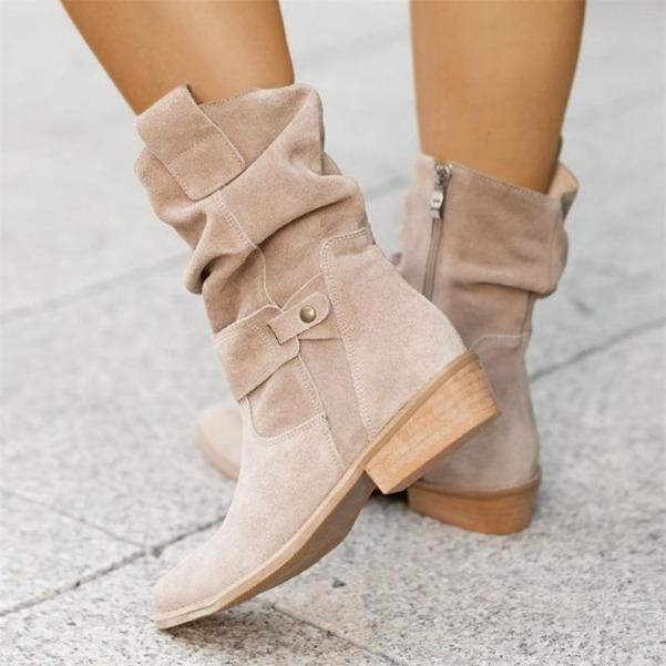 Women Ankle Boots Winter Low Heels Round  Plus Size Casual  Shoes Faux Suede Female Low Boots Free Shipping Chelsea Boots 20024