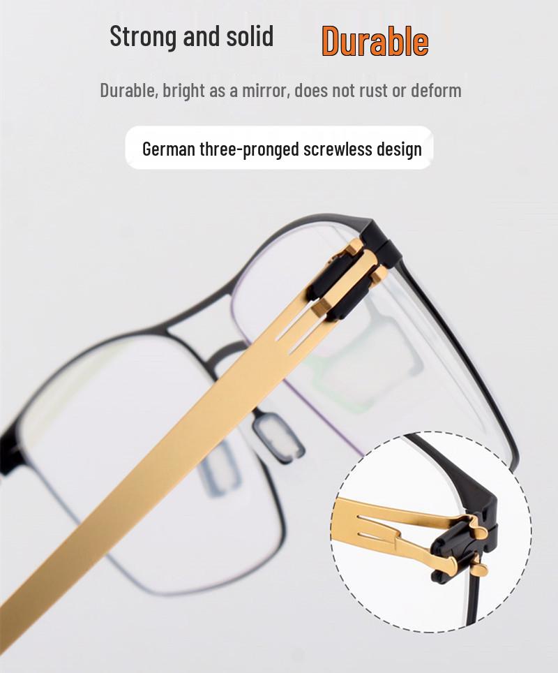 JanaM Square Frame Myopia Glasses: Trendy Metal Optical Eyewear for Men & Women, Slim Steel Design for Larger Faces