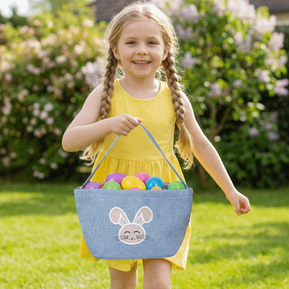 Cartoon Rabbit Storage Basket Wear-resistance Large Capacity Rabbit Egg Basket with Handle Decorative Happy Easter Handbag