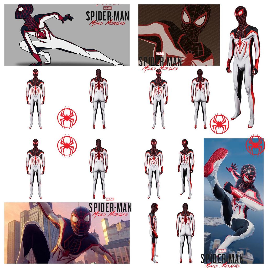Spider-man Ps5 Miles Morales T.r.a.c.k. Costume da Cosplay Bianco per Adulti