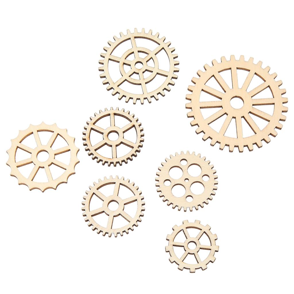 120Pcs Wooden Gear Embellishments Delicate Lightweight Gear Decoration Wood Slice Ornament