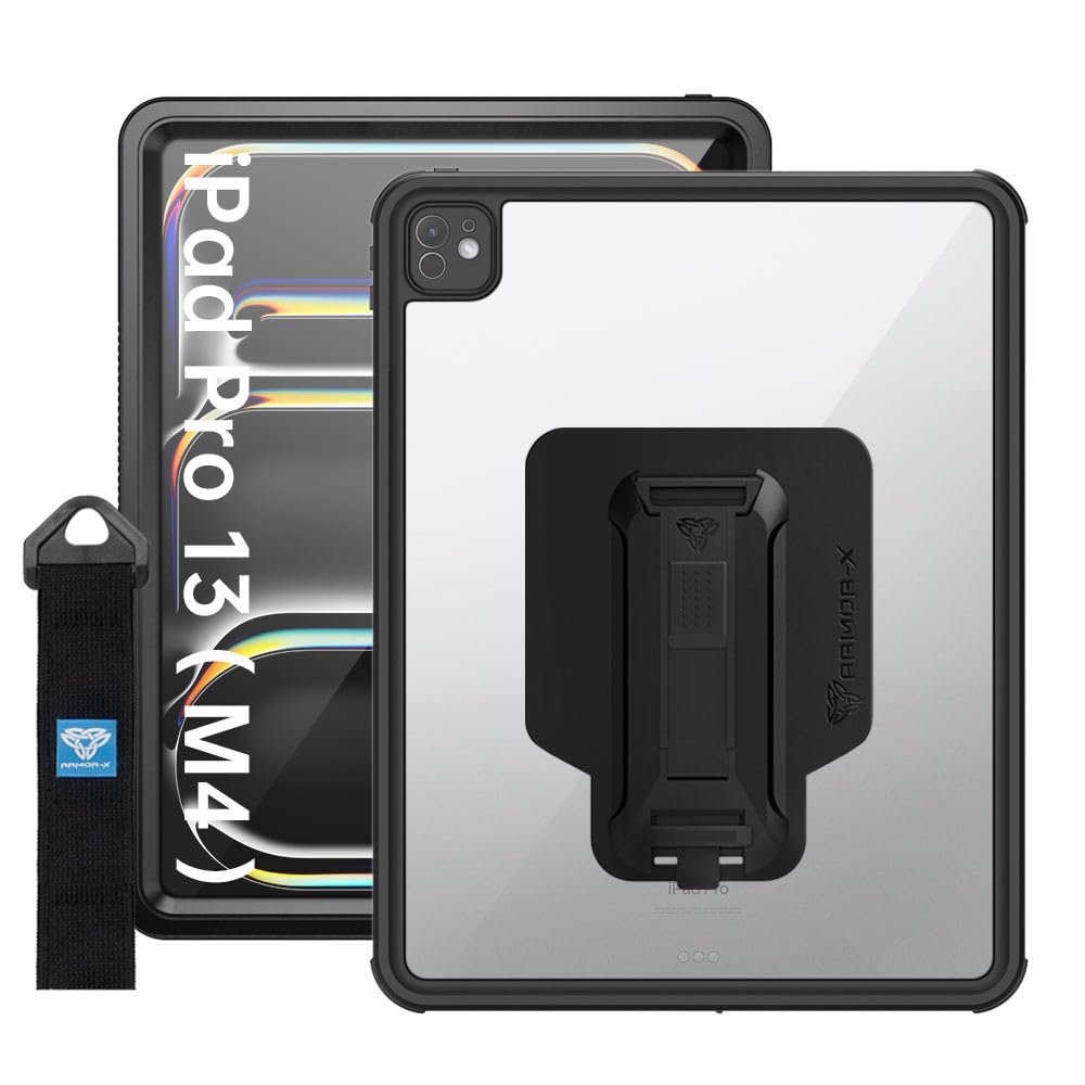 

ARMOR-X IP68 Waterproof Case with Hand Strap for 13-inch iPad Pro (M4)/(M5) - Black, Model MXS-IPAD-PR10